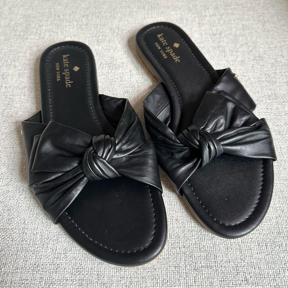 Kate Spade New York Marcella Leather Chunky Knot Black Sandals